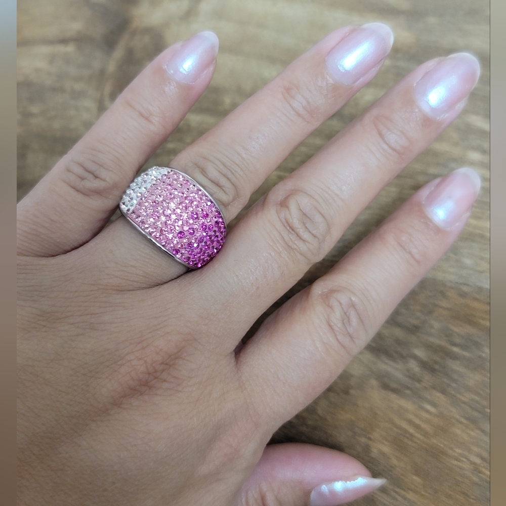 Pink Ombre Crystal Statement Ring, Pave Set - JCM Jacmel Jewelry Inc.